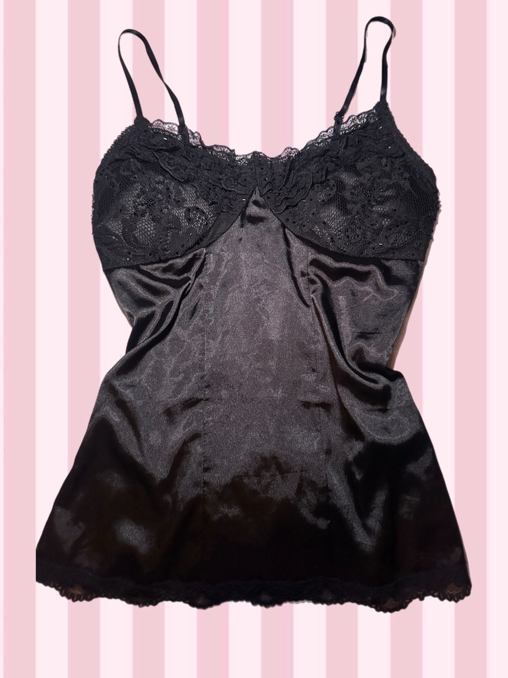 Black Lace Satin Camisole Slip - Women Intimates & Sleepwear